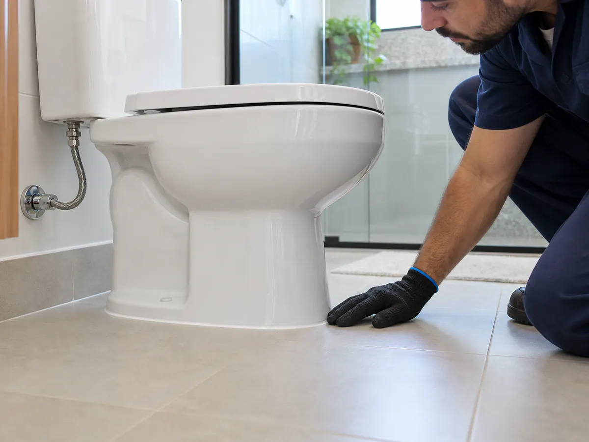 Detalhe do acabamento do serviço de instalação e reparo de vasos sanitários em Campinas
