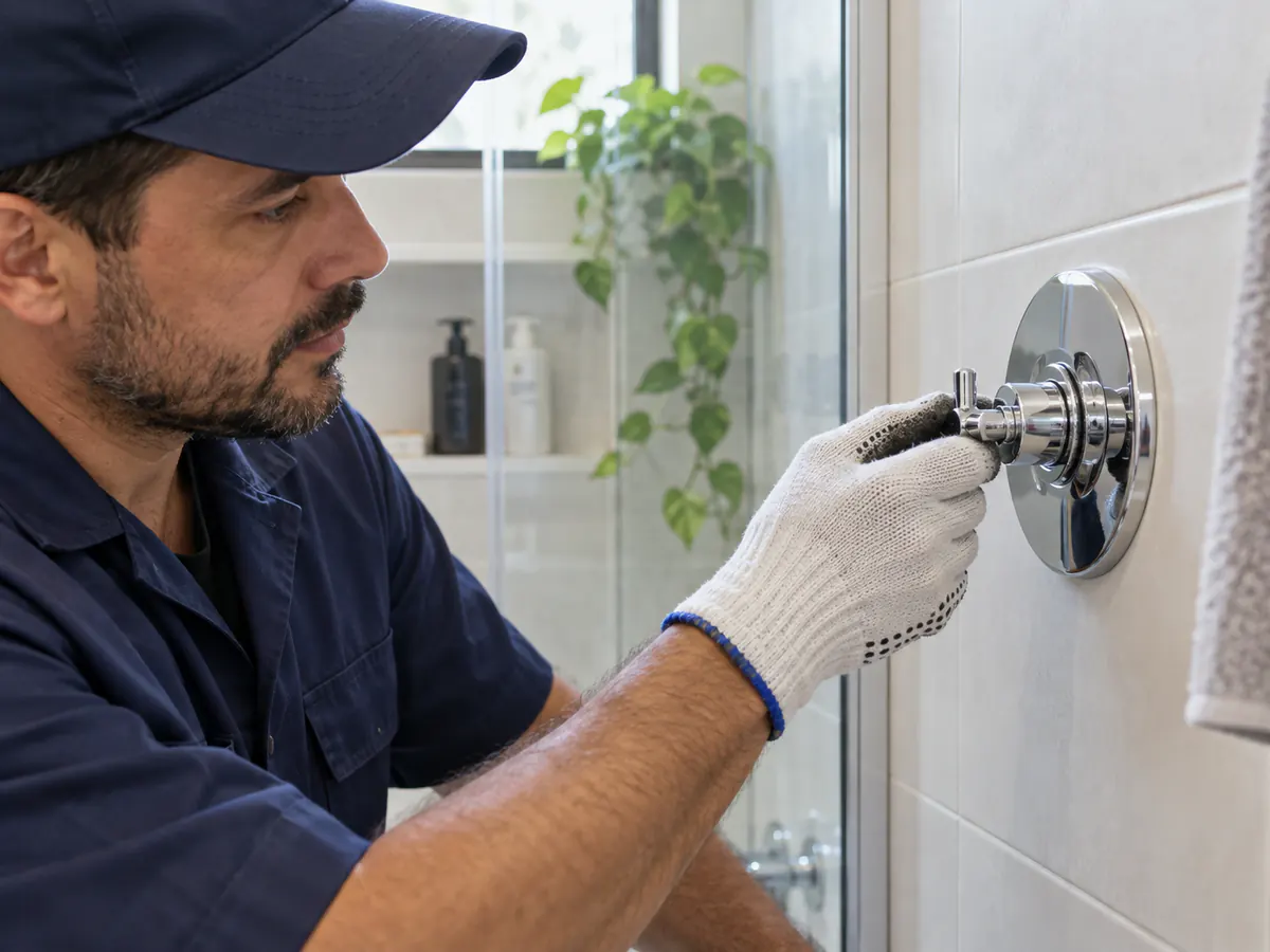 Detalhe do acabamento do serviço de instalação e troca de registro de água em Campinas