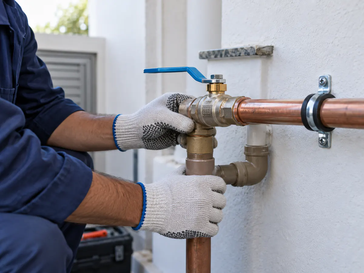 Detalhe do acabamento do serviço de reparo de encanamento em Campinas